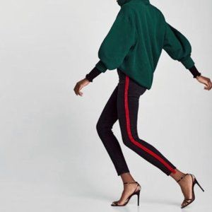 Zara 'The High Waist' Skinny Jean w Velvet Stripes